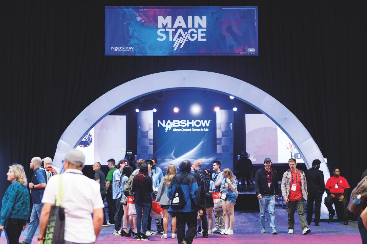 Entrance of NAB Show 2025 where people are gathering