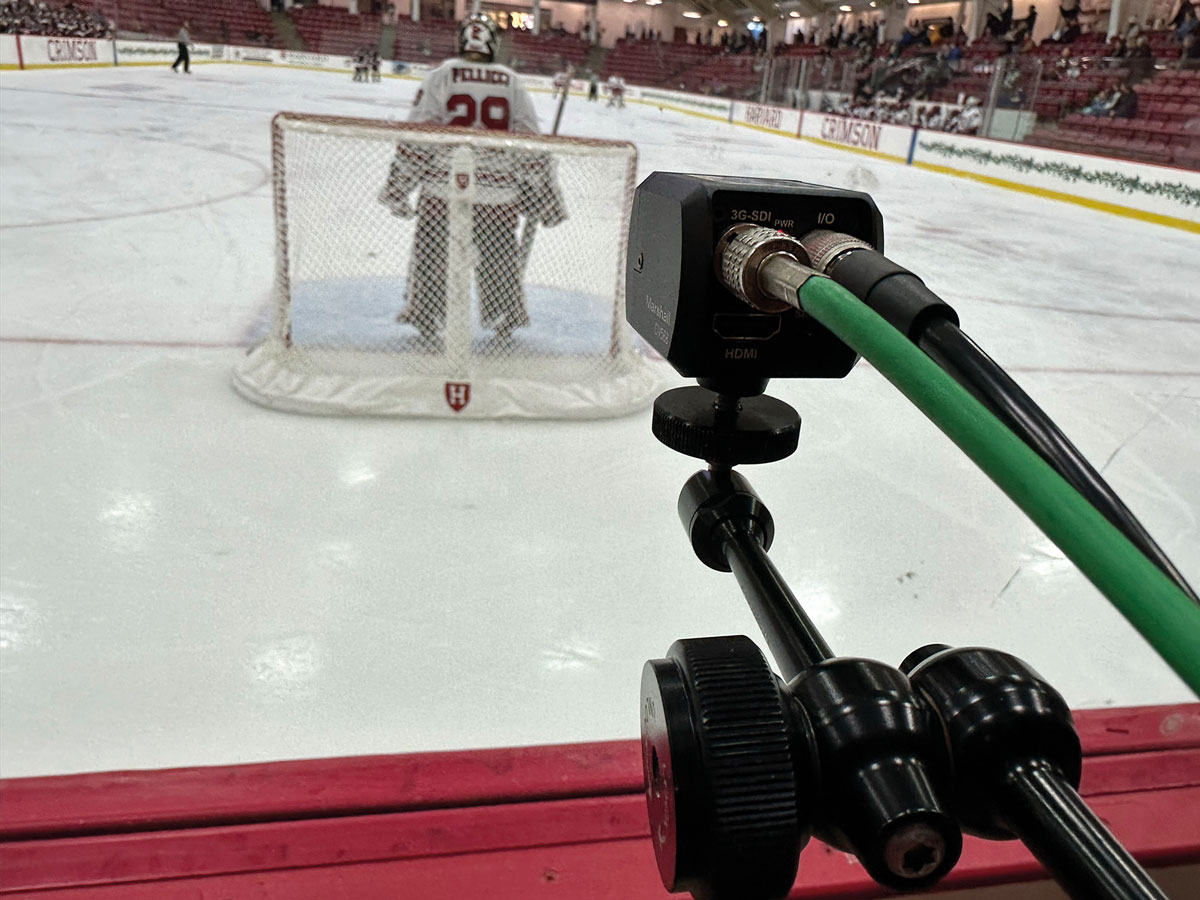 Freeze frame: Marshall CV568 POV cameras are used extensively in Harvard's ice hockey coverage